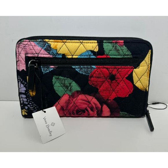 Vera Bradley HAVANA ROSE RFID Turnlock Wallet Colorful Flowers Quilted - Picture 2 of 5